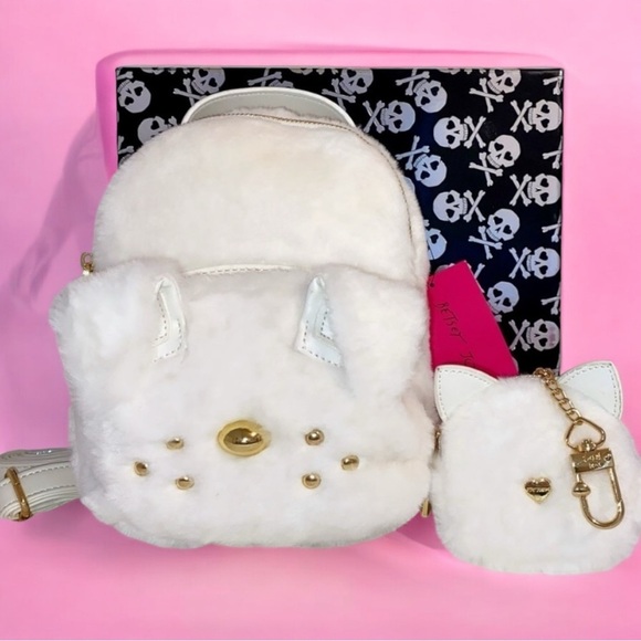 Betsey Johnson Faux-Fur Dog Backpack Crossbody Bag & Cat Keychain Coin Case - Picture 13 of 13